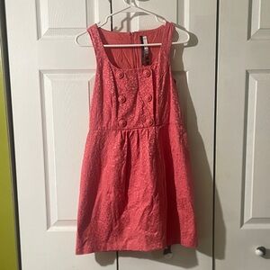 Kensie Coral Button-Front Sleeveless Dress